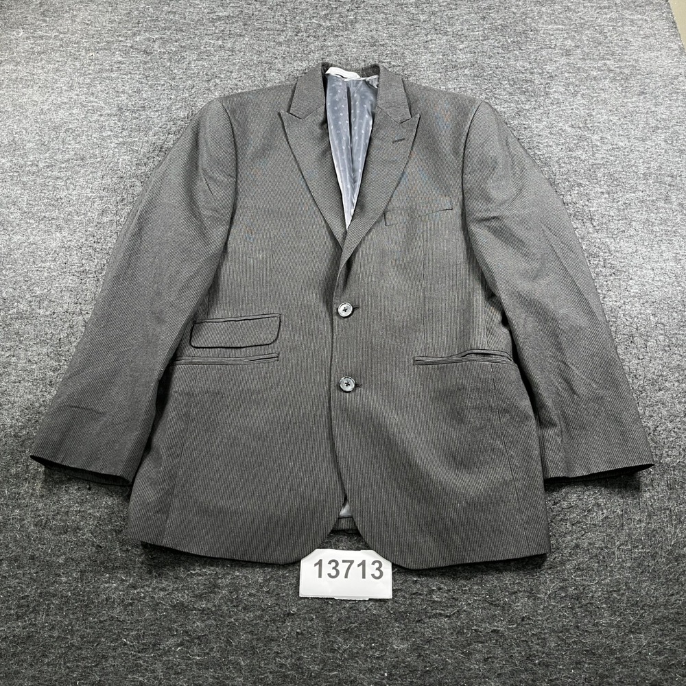 Perry Ellis Portfolio Blazer Mens 40R Grey Excellent Slim Fit Micro Stripe
